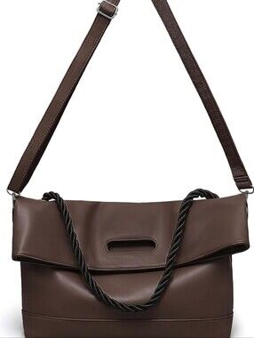 Women's Brown Fold-Over Shoulder Bag - Sleek Everyday Style